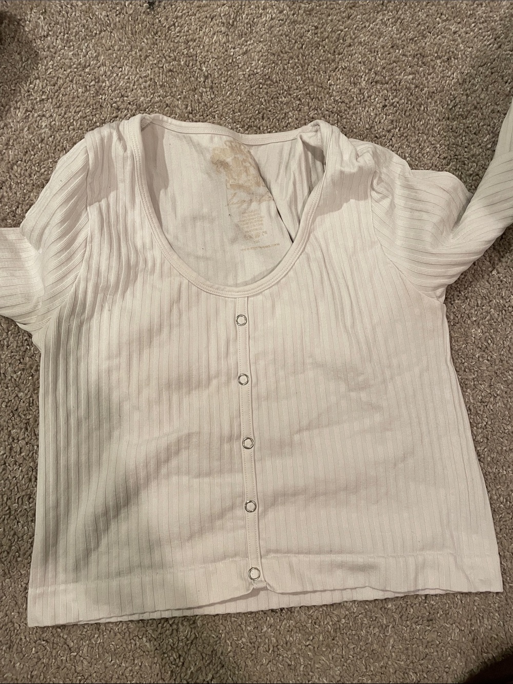 Women’s Cream Ribbed Button-Front Top